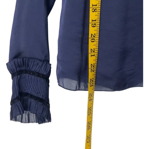 Diane Von Furstenberg DVF Jonquille Pleated High Neck Ruffle Blouse (4) - Picture 8 of 15